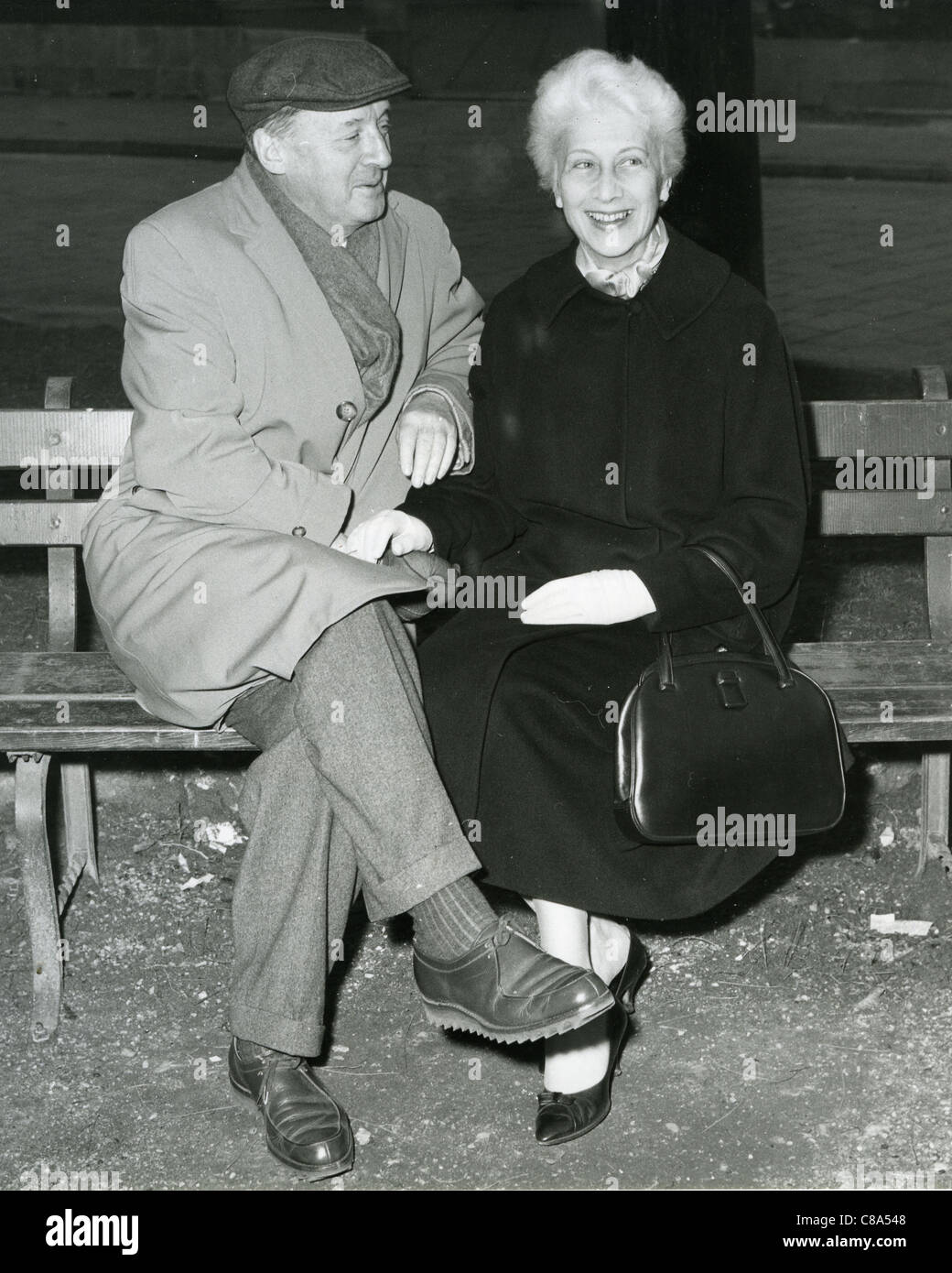 VLADIMIR NABOKOV (1899-1977) Russian multi-lingual novelist with his wife Eva in Milan about 1961 Stock Photo