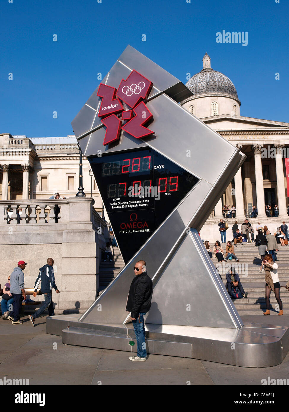2012 London Olympics countdown clock in Trafalgar Square London Stock Photo