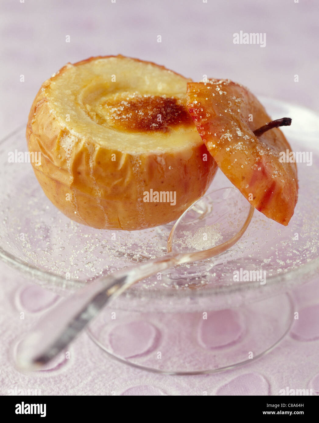 Reinette apple stuffed with lemon curd Stock Photo