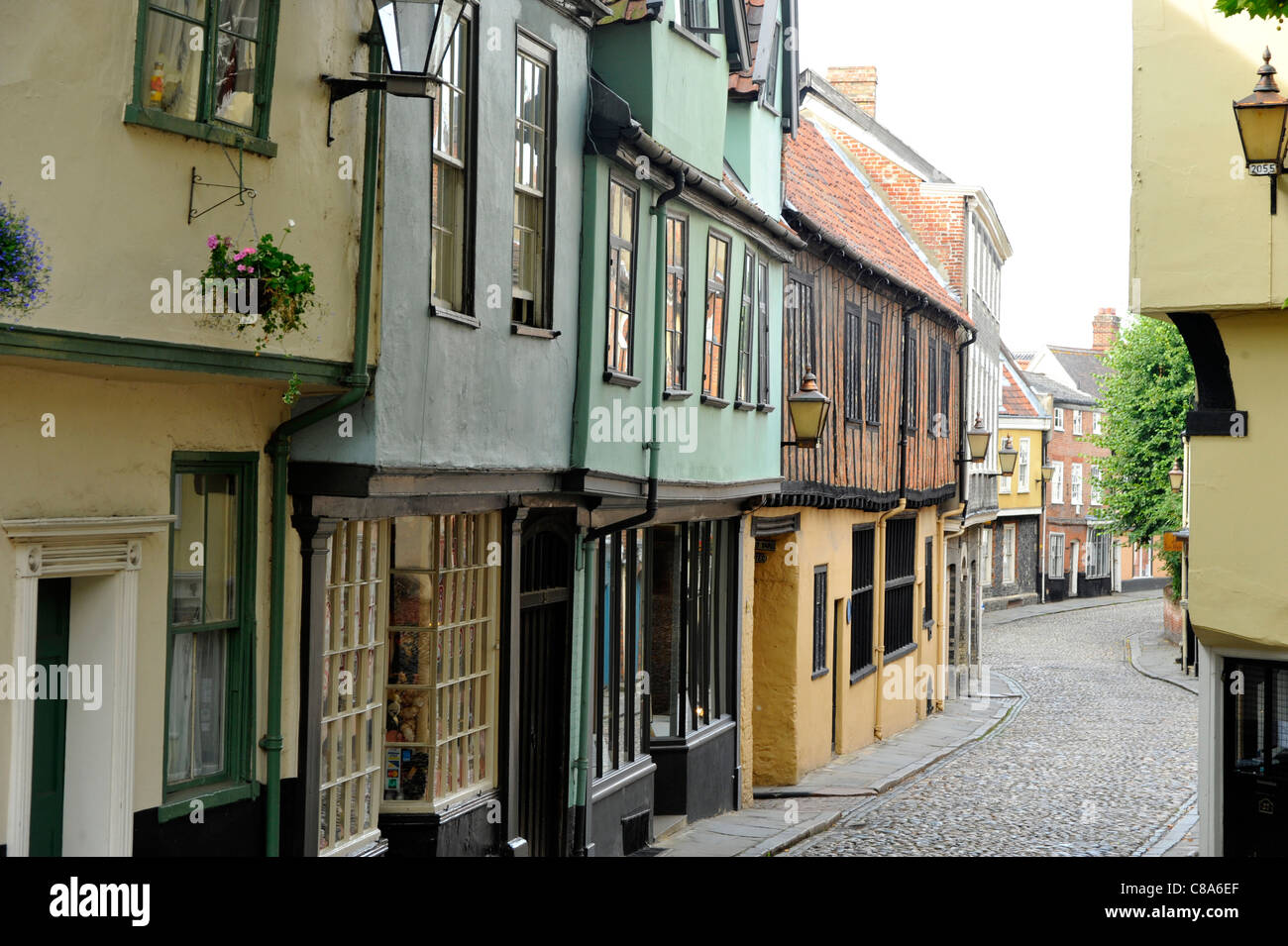 Old historic cottages at Elm Hill, Norwich Stock Photo Alamy