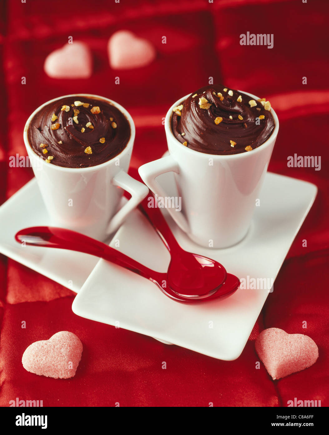 Almondflavored chocolate mousse Stock Photo Alamy