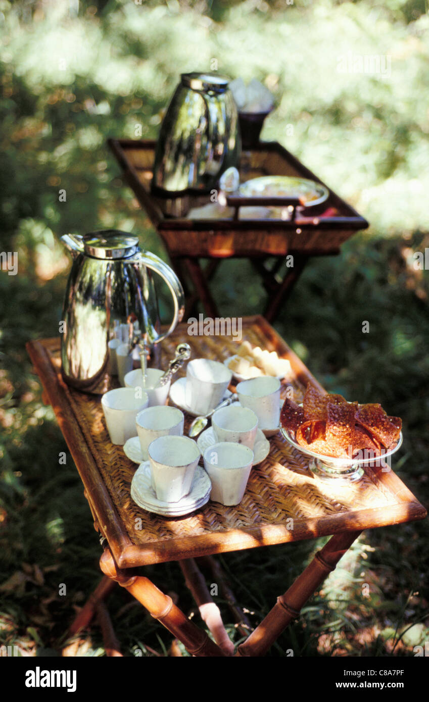 Serving coffee outdoors Stock Photo Alamy