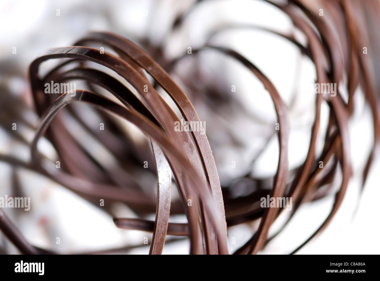 Dark chocolate coils Stock Photo