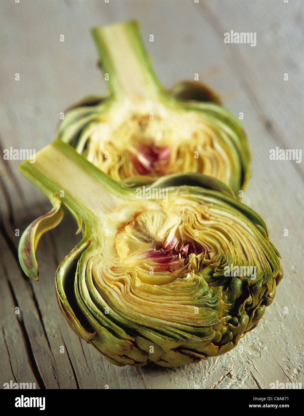 Artichoke cut in half Stock Photo Alamy