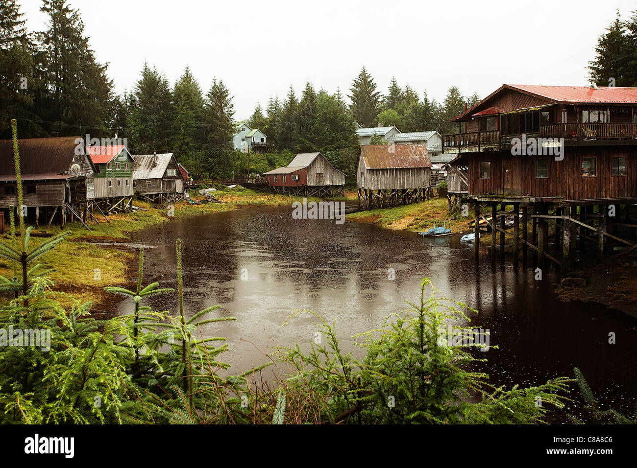 Petersburg, Alaska river with houses on stilts Stock Photo Alamy