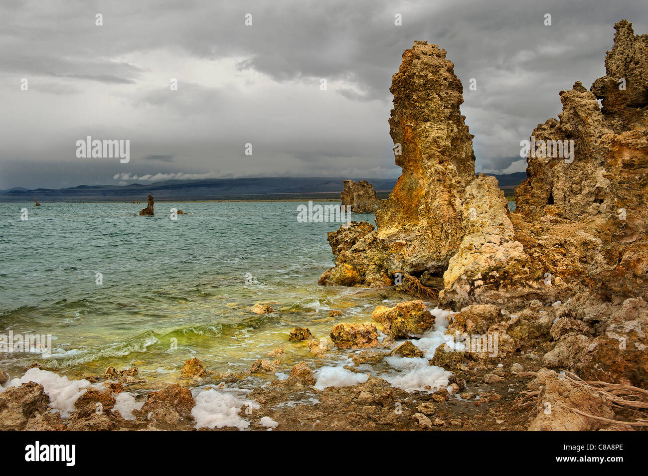 Tuffa columns, southern shore of Mono Lake; California, U.S.A. Stock Photo