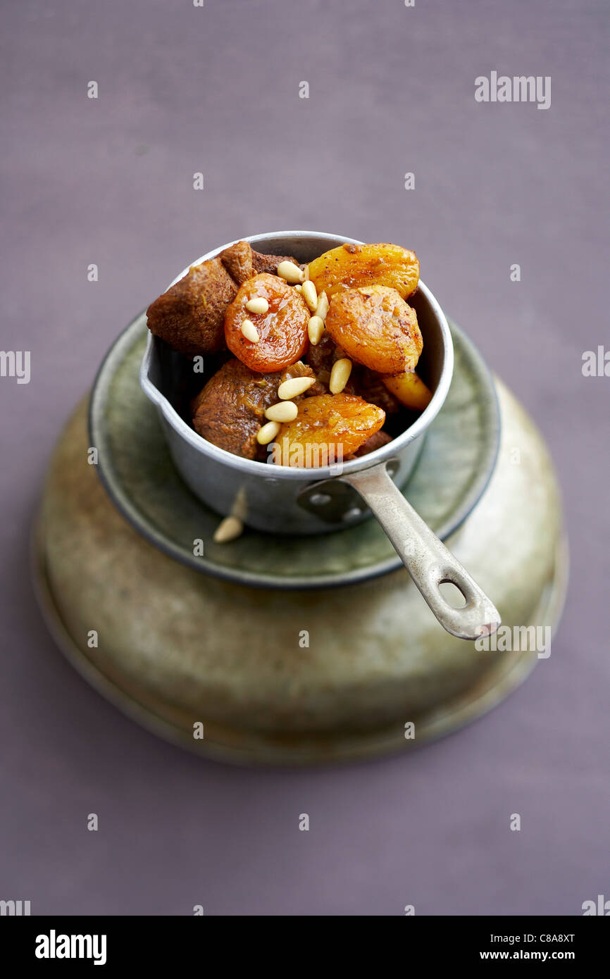 Lamb and dried fruit Tajine Stock Photo