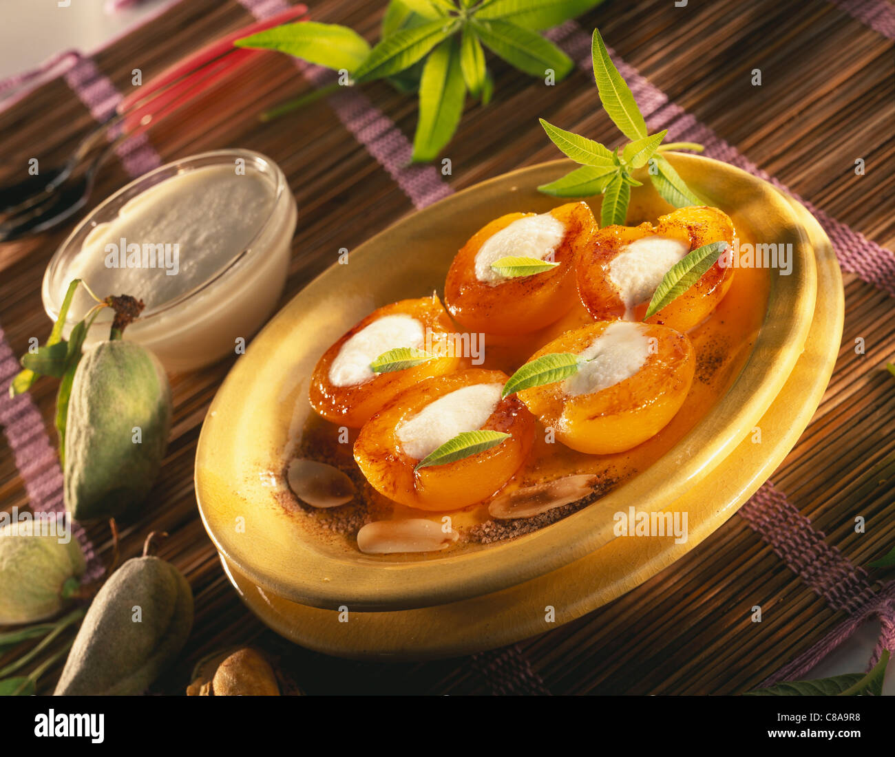 Vanillaflavored roast apricots Stock Photo Alamy