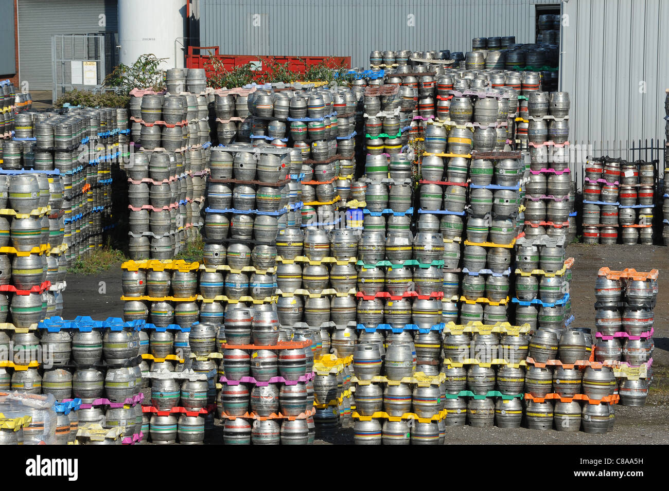 Beer kegs at Marston's Brewery at Burton-on-Trent Staffordshire England Uk Stock Photo
