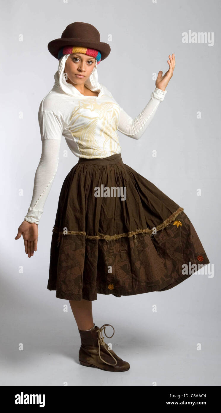 Young female modeling Vivienne Westwood original clothes from the 1980's. Stock Photo