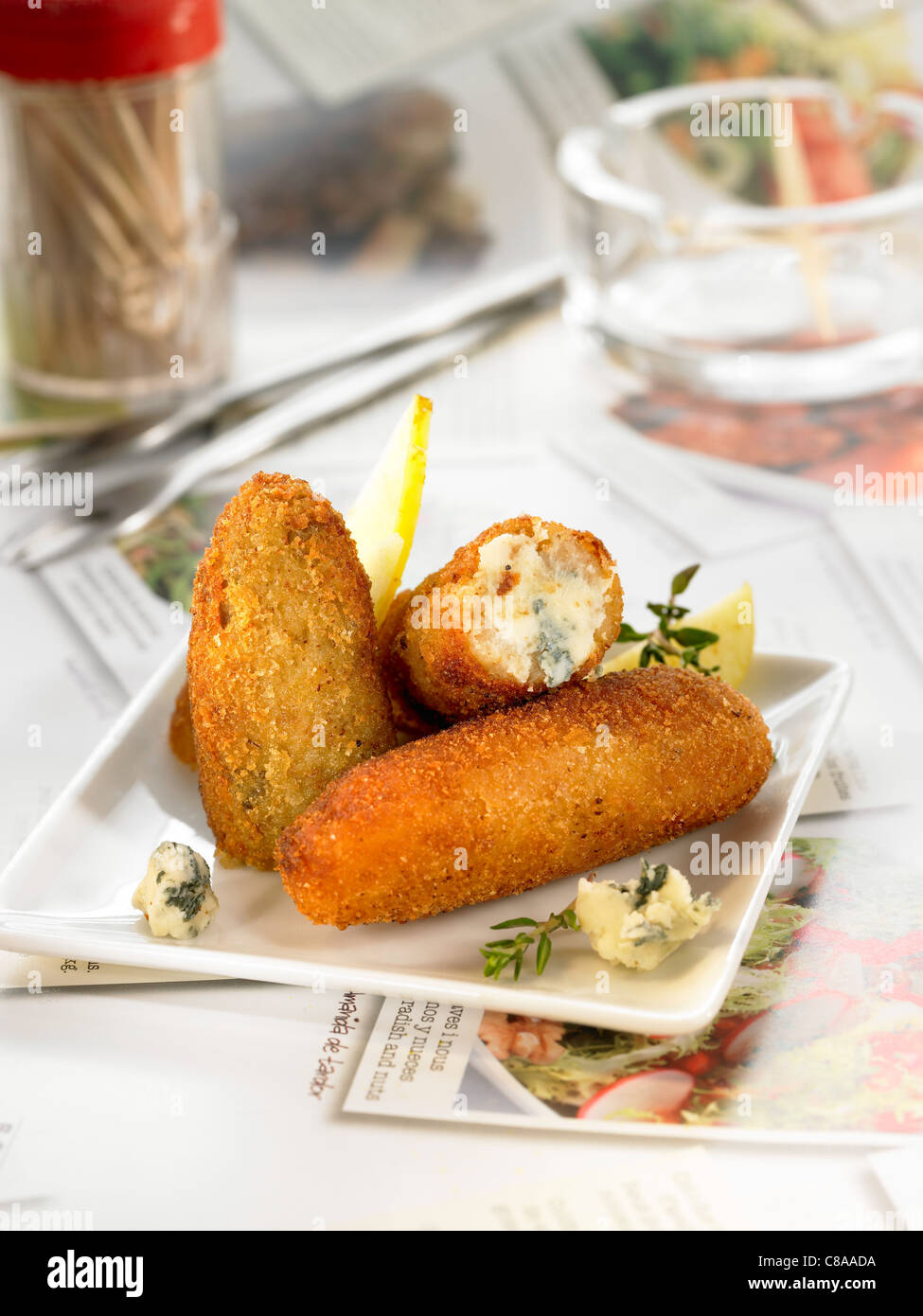 Goat's cheese and apple croquettes Stock Photo Alamy