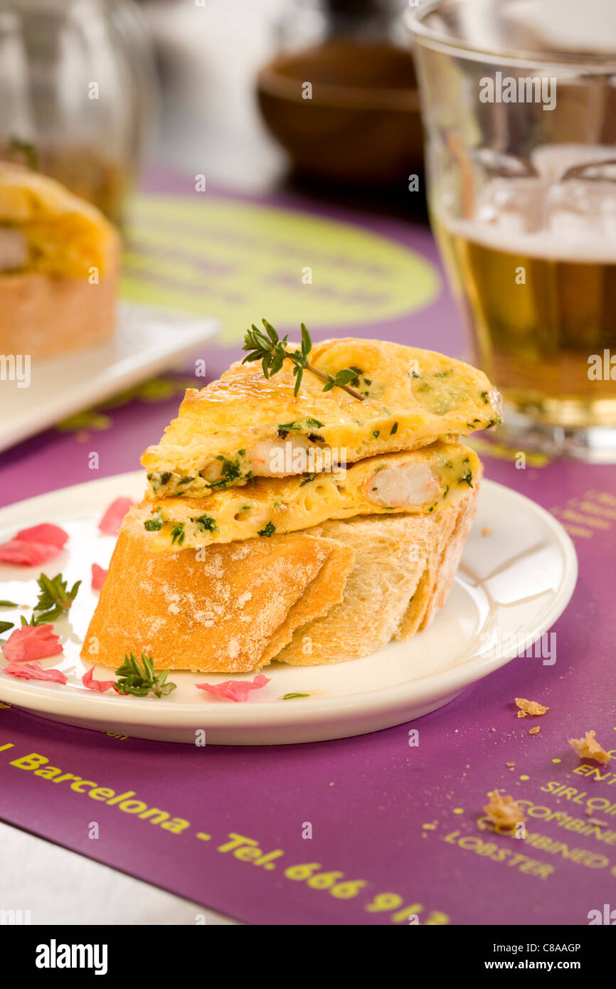 Barcelona omelette open sandwich Stock Photo