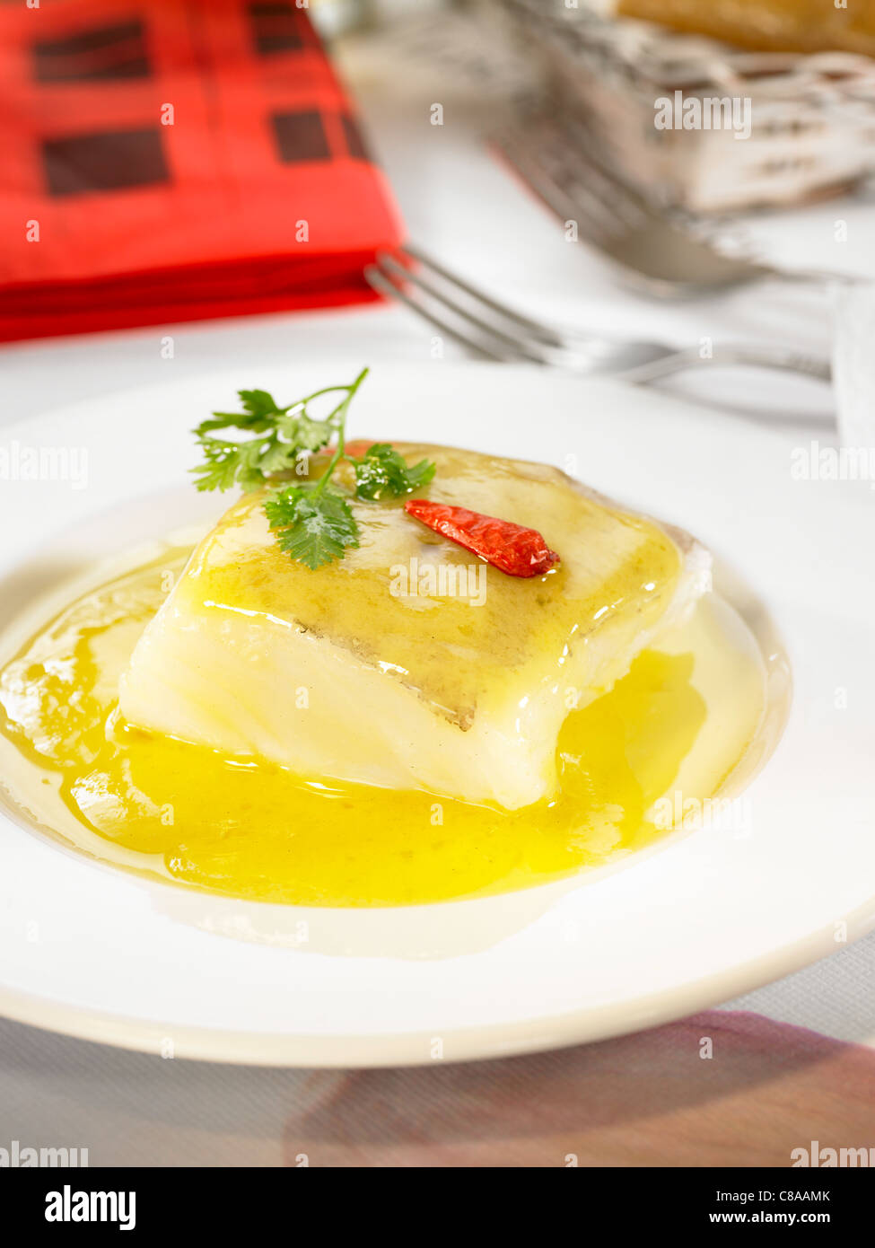 Salt-cod with crushed whole wheat Stock Photo