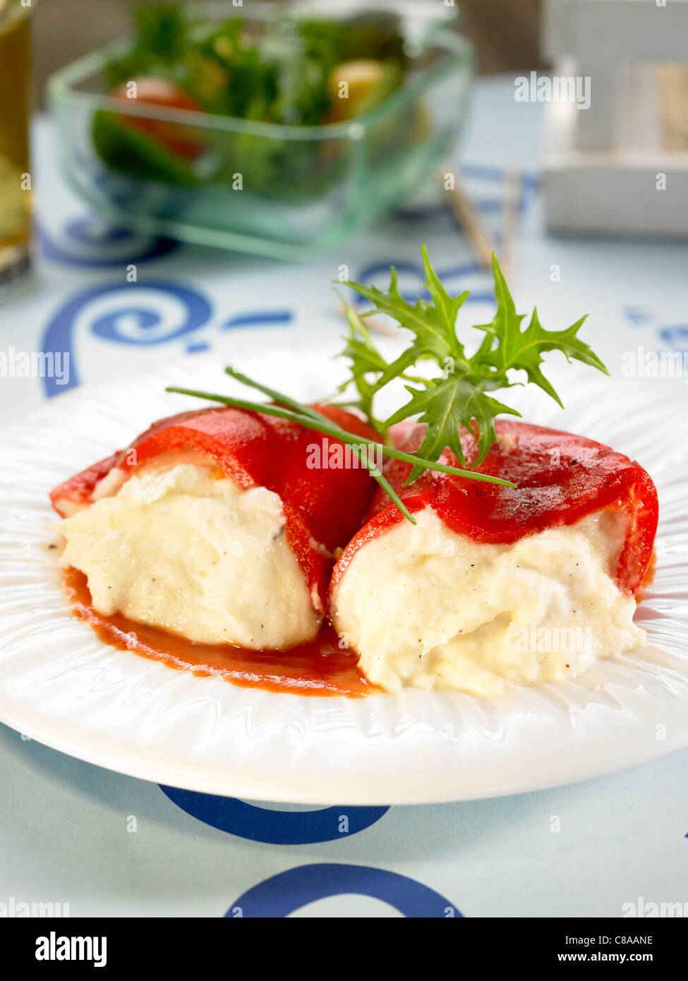 Red peppers stuffed with salt-cod Stock Photo