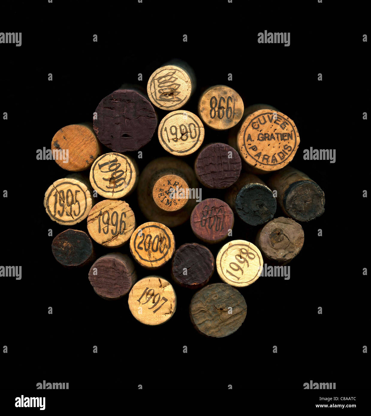 Composition with wine bottle corks Stock Photo