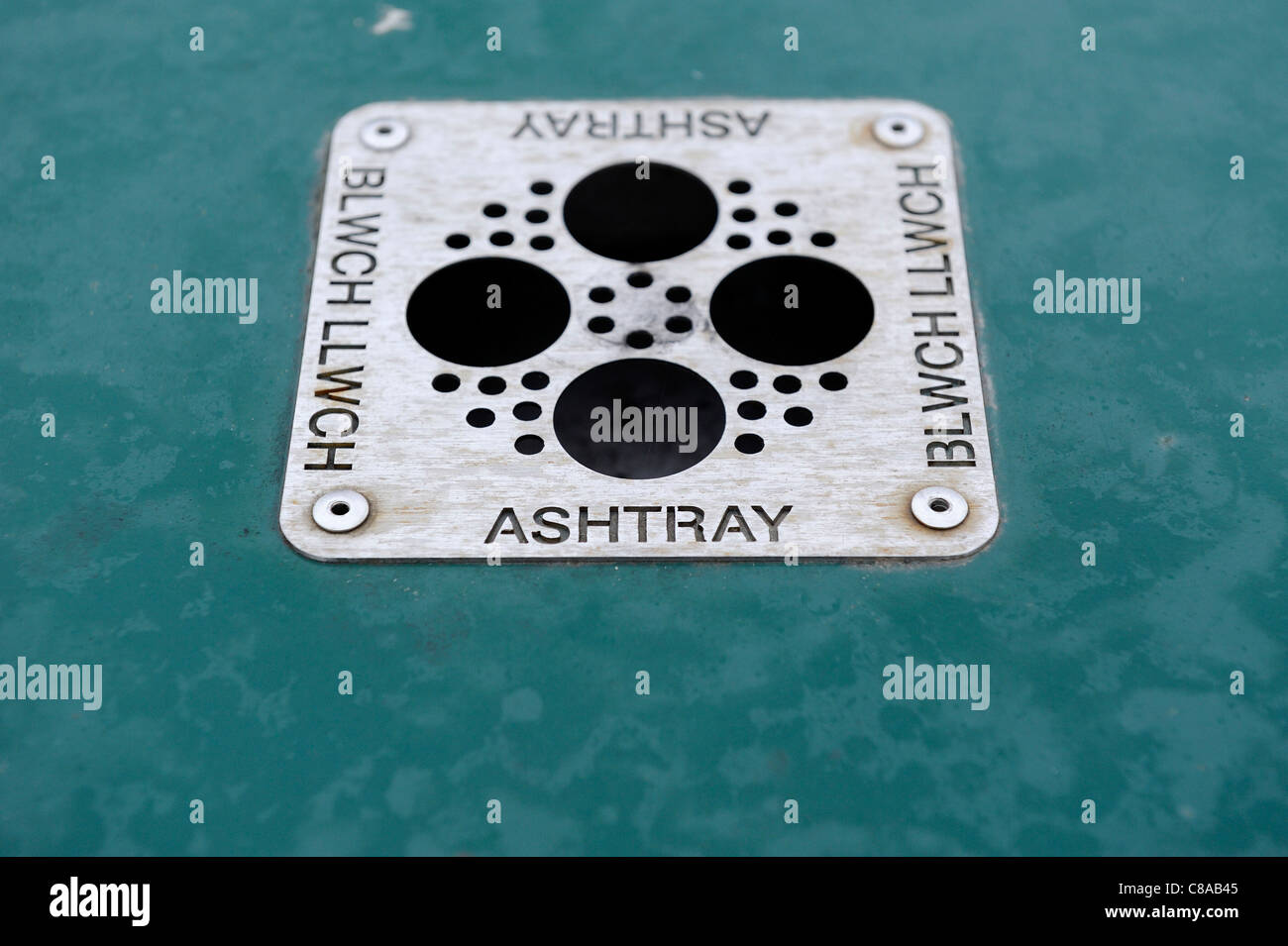 public ashtray on top of waste bin in porthmadog wales uk Stock Photo Alamy