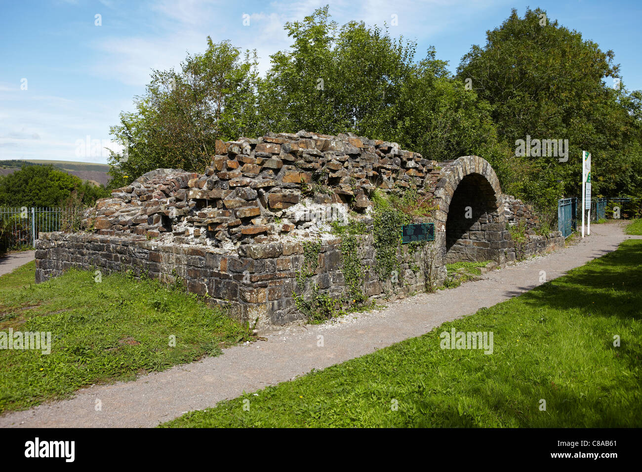 Calcining Kilns, Cefn Cribwr Ironworks ruins, Glamorgan, Wales, UK Stock Photo