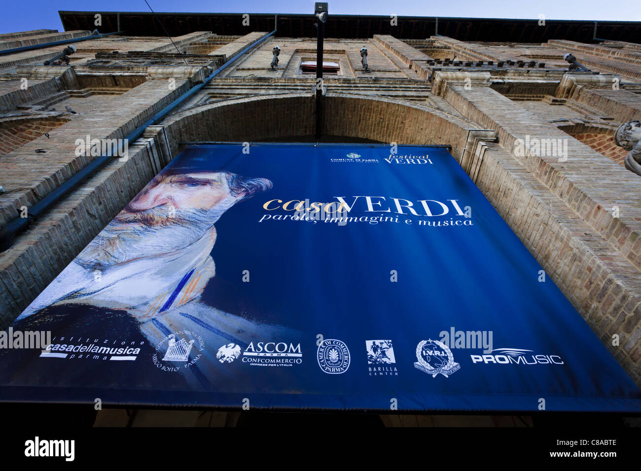 Poster advertising Verdi events in Parma, Italy Stock Photo