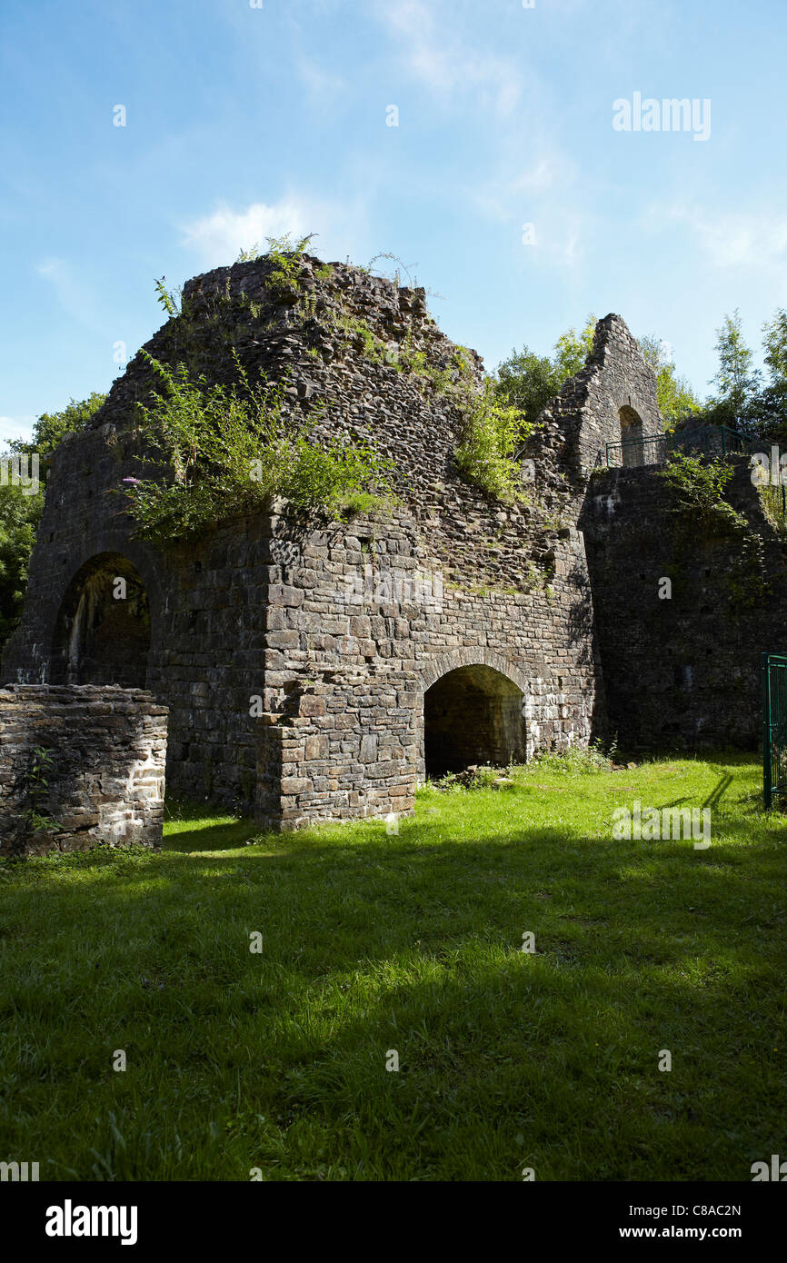 The Blast Furnace and Cast House, Cefn Cribwr Ironworks ruins, Glamorgan, Wales, UK Stock Photo