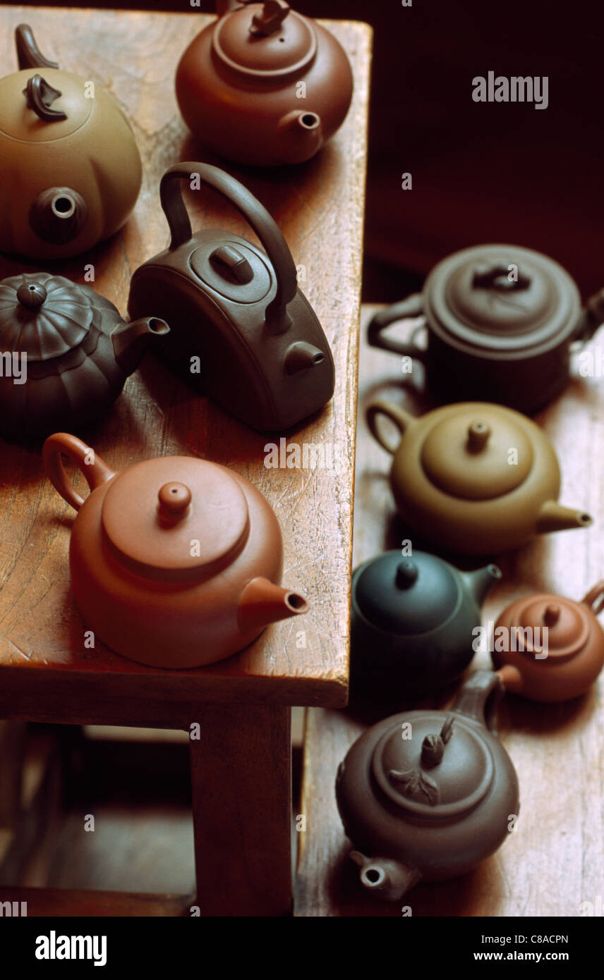 Collection of clay teapots Stock Photo Alamy