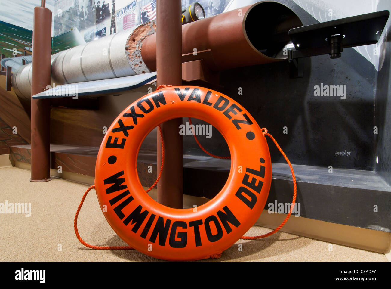 Exxon Valdez life ring, Valdez Museum, Valdez, Alaksa Stock Photo - Alamy