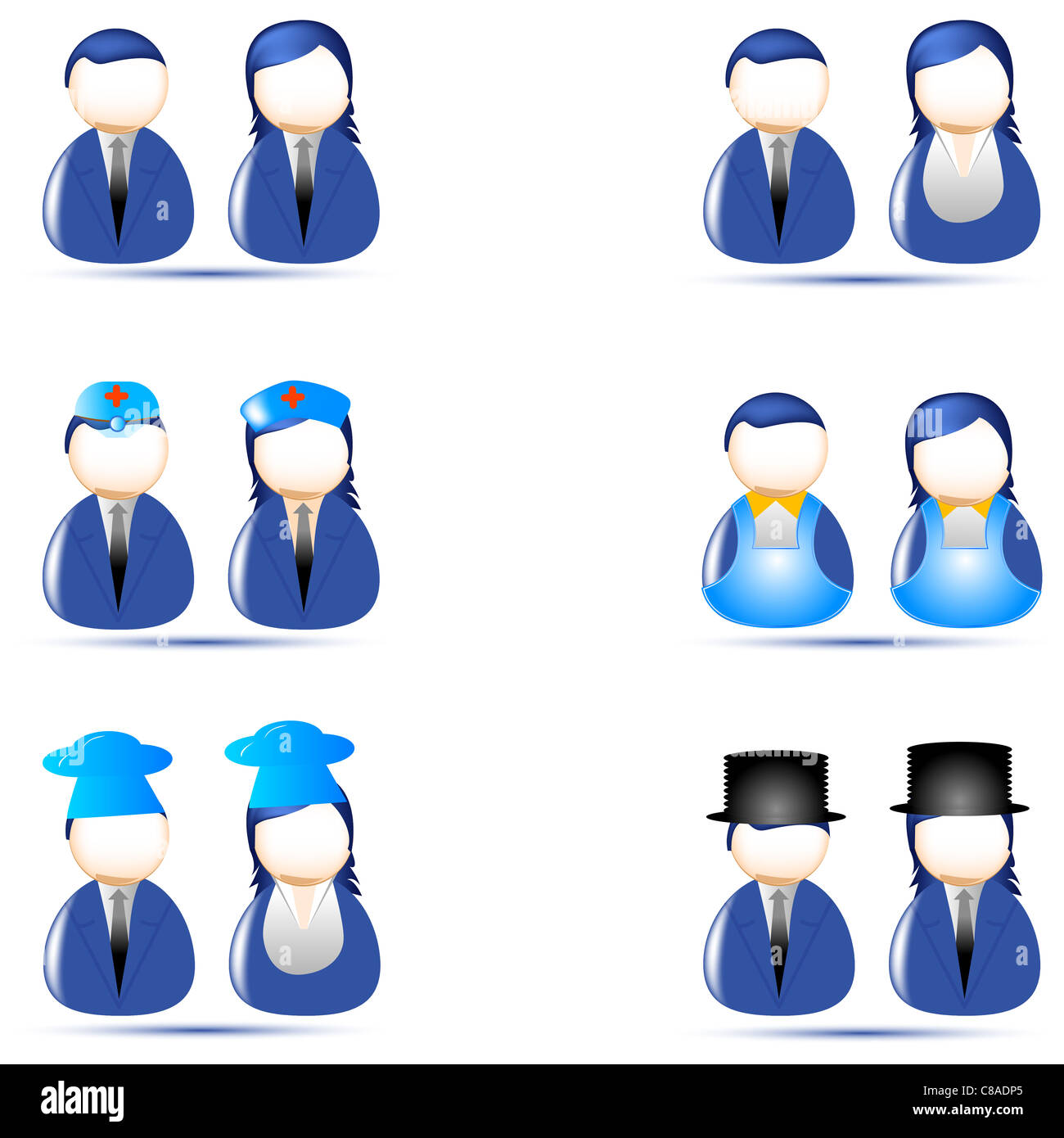 illustration of set of human icons of different professions on white ...