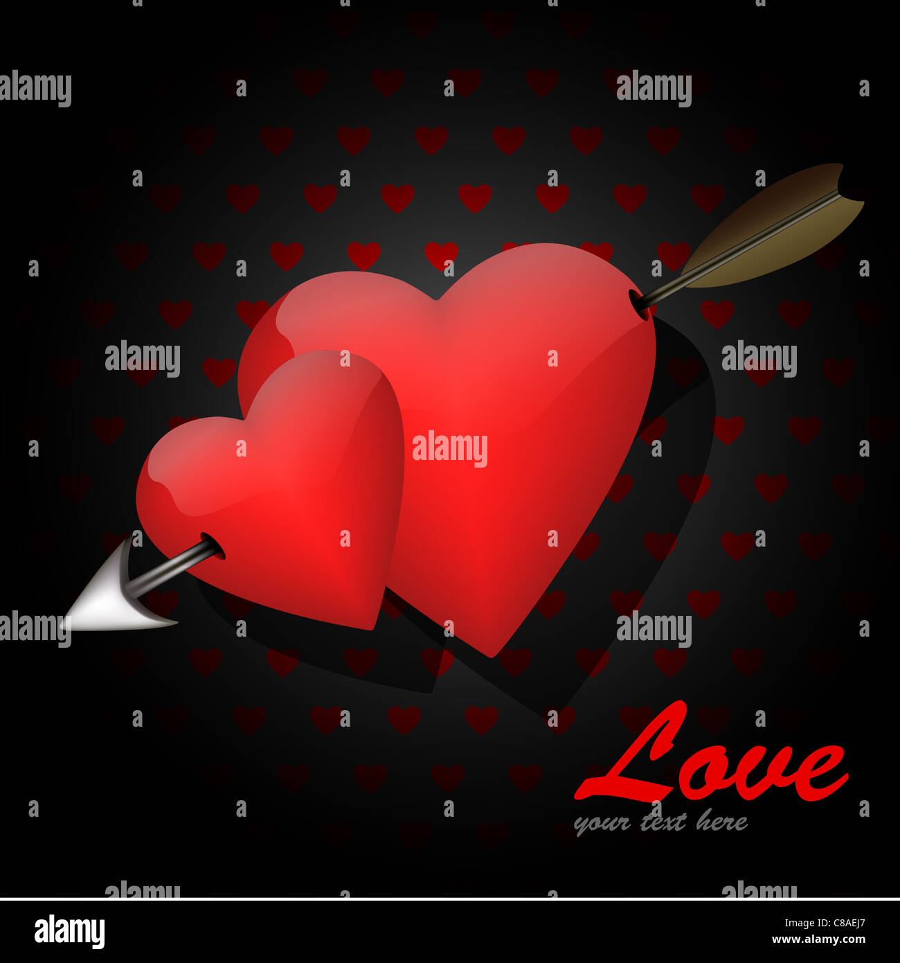 illustration of valentine card with arrow and heart Stock Photo - Alamy