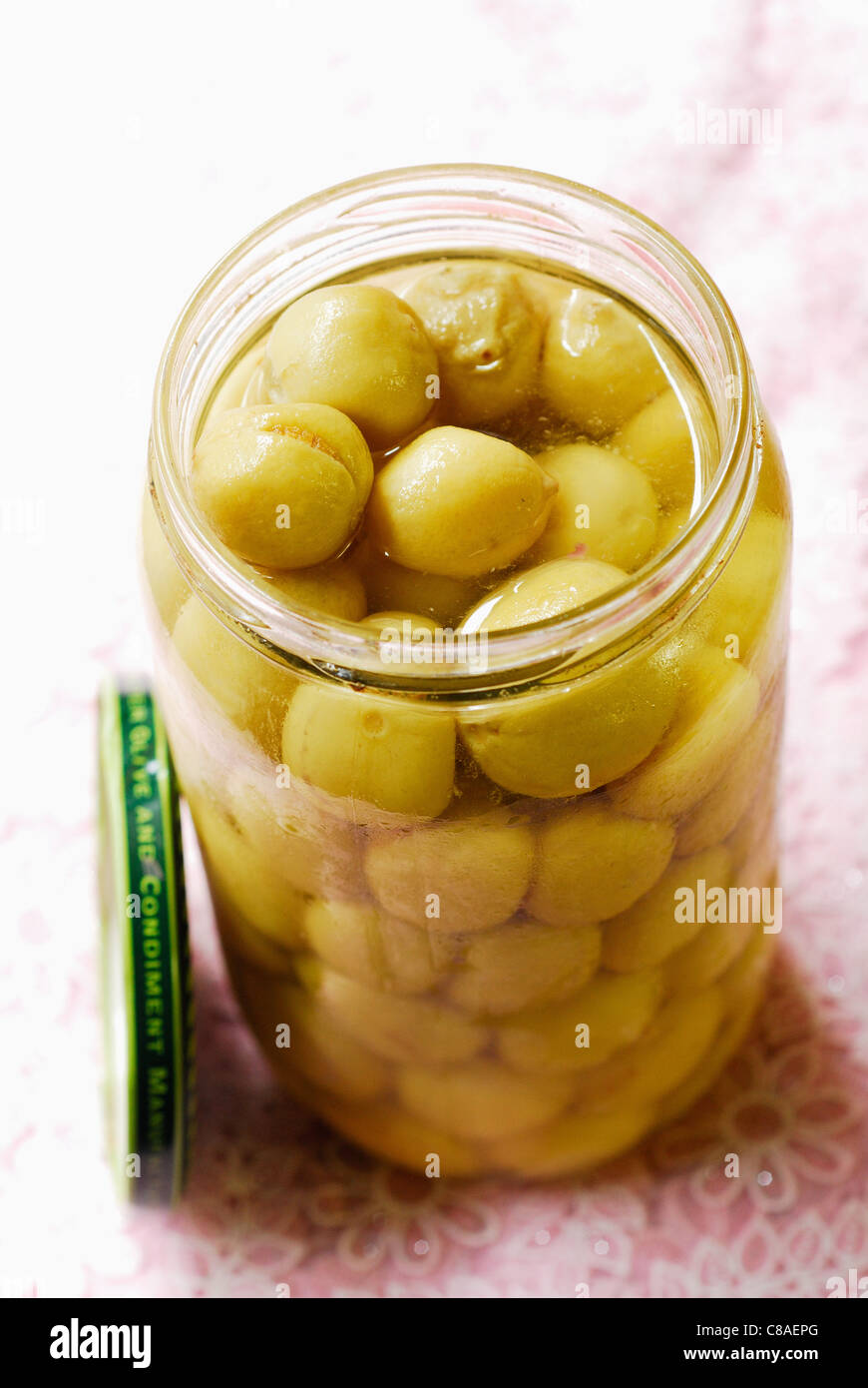 Jar of Moroccan confit lemons Stock Photo