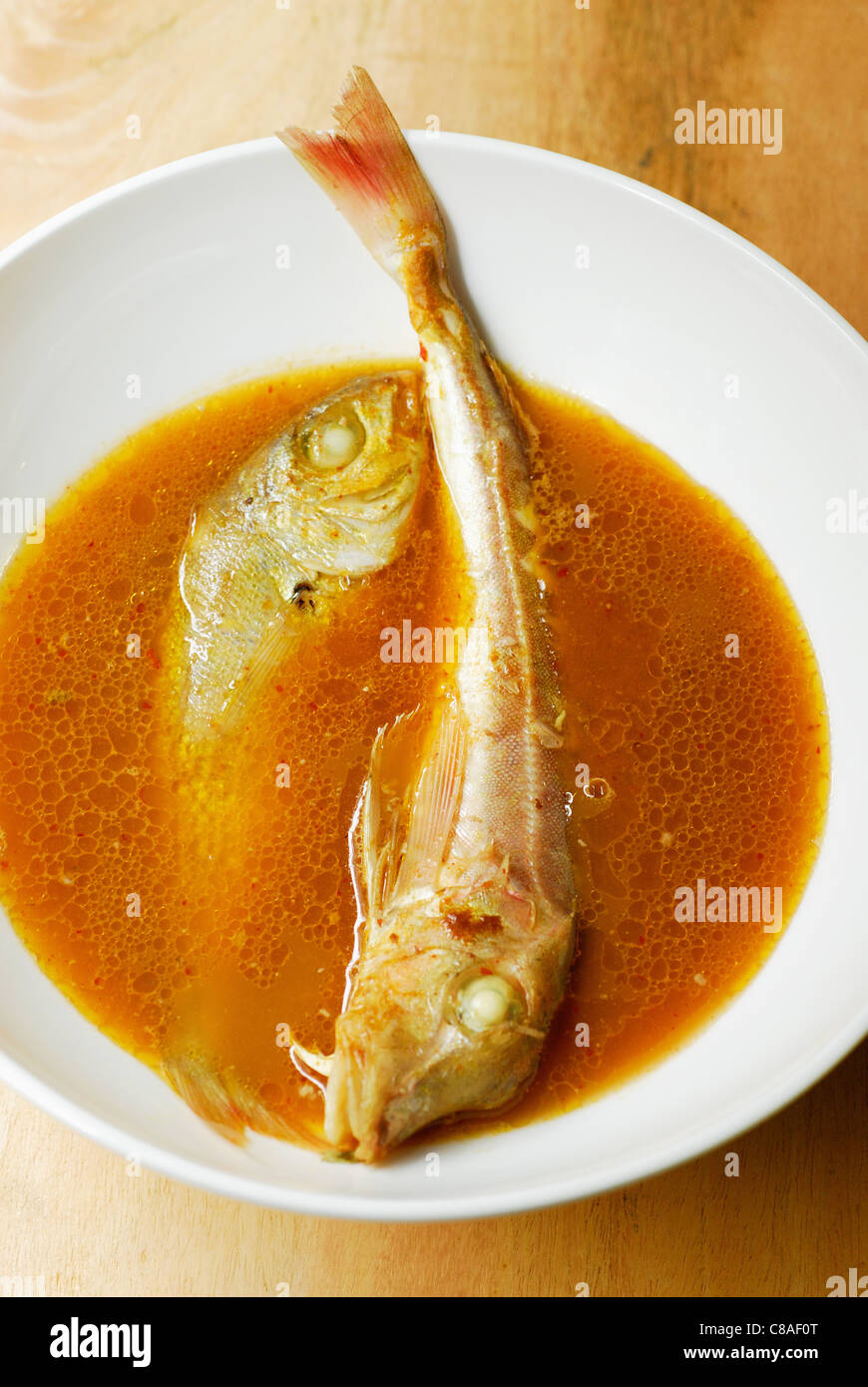Rock fish and harissa soup Stock Photo Alamy