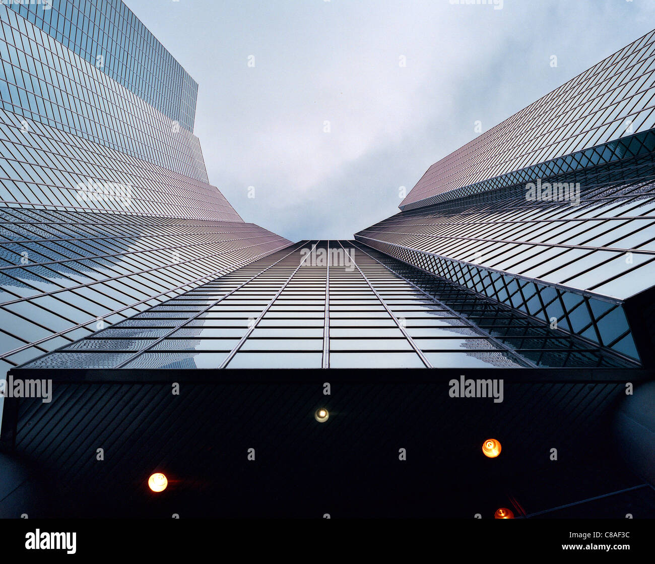 Looking up at the 1999 Broadway skyscraper building in Denver, Colorado, USA. Stock Photo