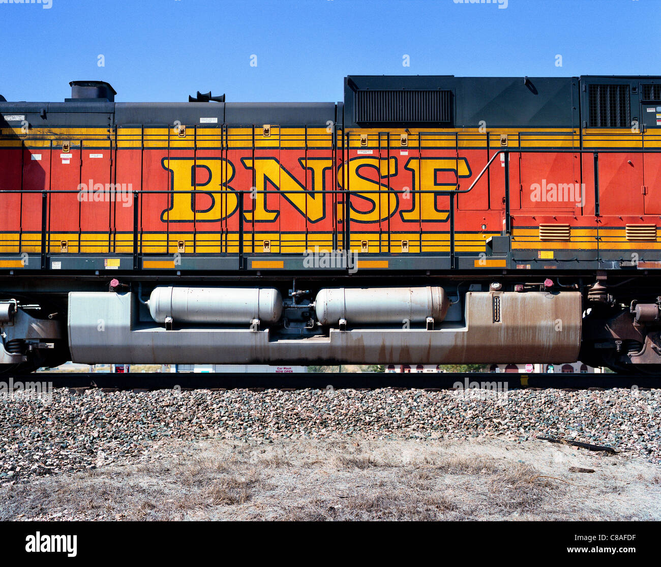 A BNSF train in Hudson, Colorado, October, 2011. Stock Photo
