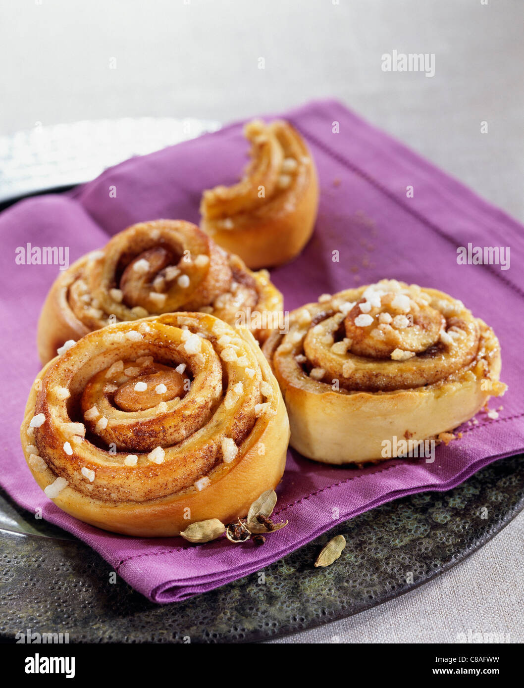 Small rolled cinnamon buns Stock Photo