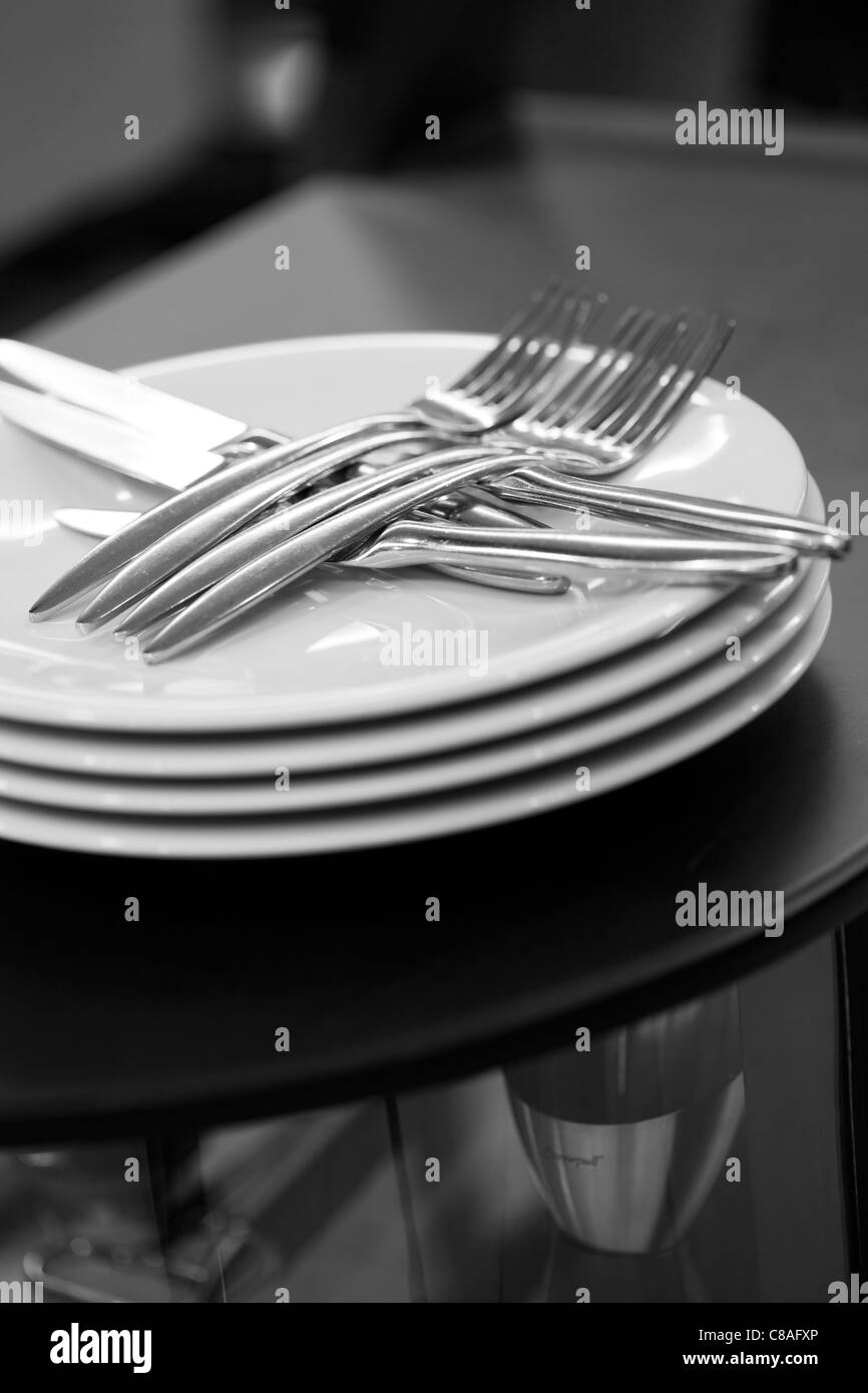 Plates and cutlery Stock Photo Alamy