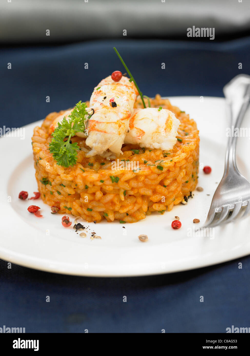 Sticky rice with Romesco sauce Stock Photo