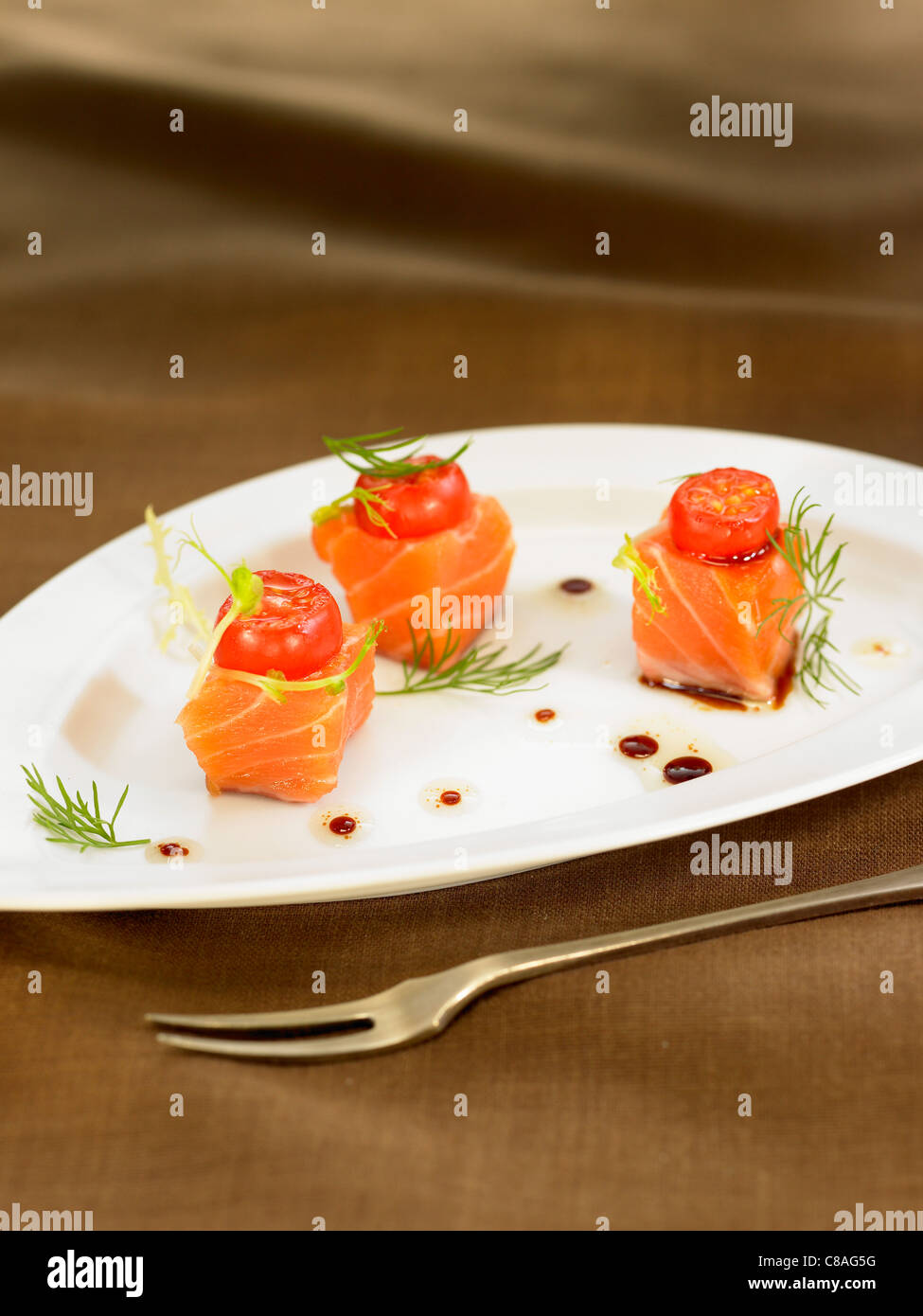Marinated salmon Stock Photo