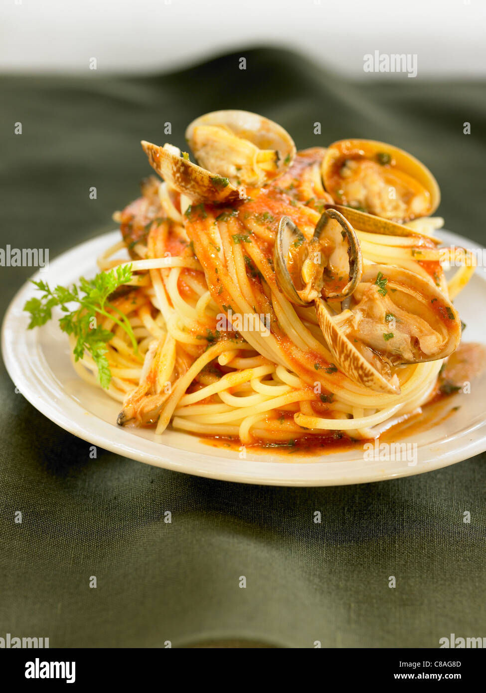 Spaghetti with littleneck clams Stock Photo