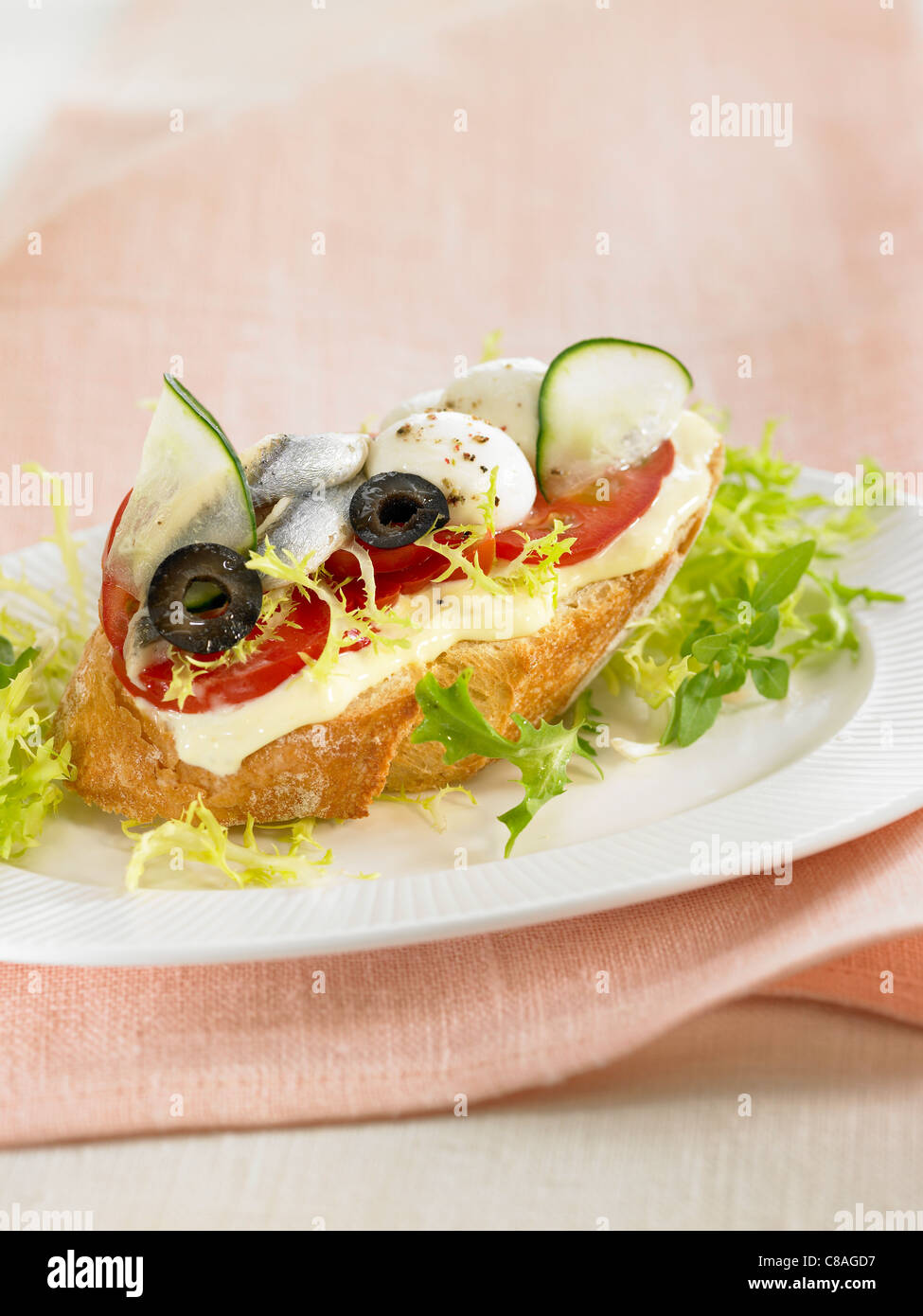 Mediterranean open sandwich Stock Photo