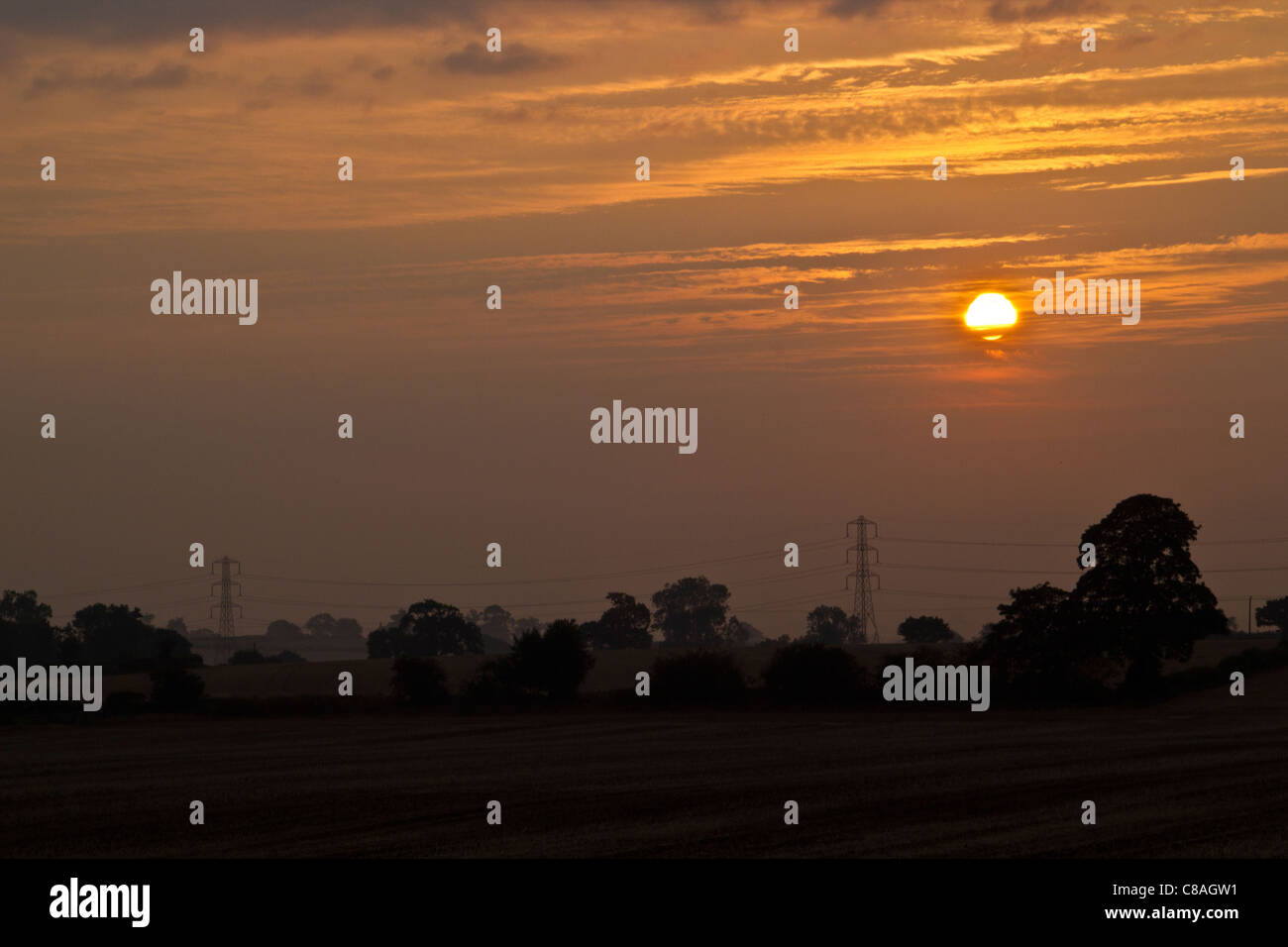 Sunrise over Comberford, Tamworth, Staffordshire Stock Photo Alamy