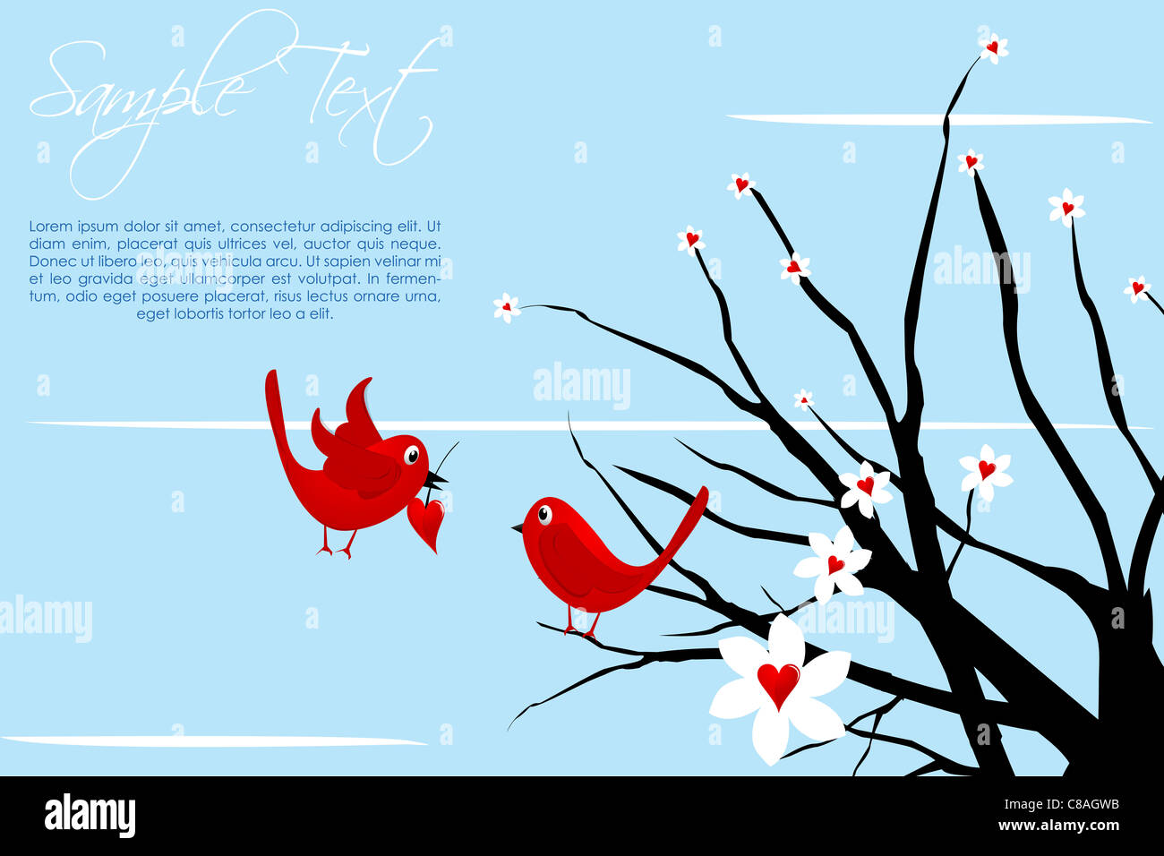 illustration of valentine card with birds Stock Photo - Alamy