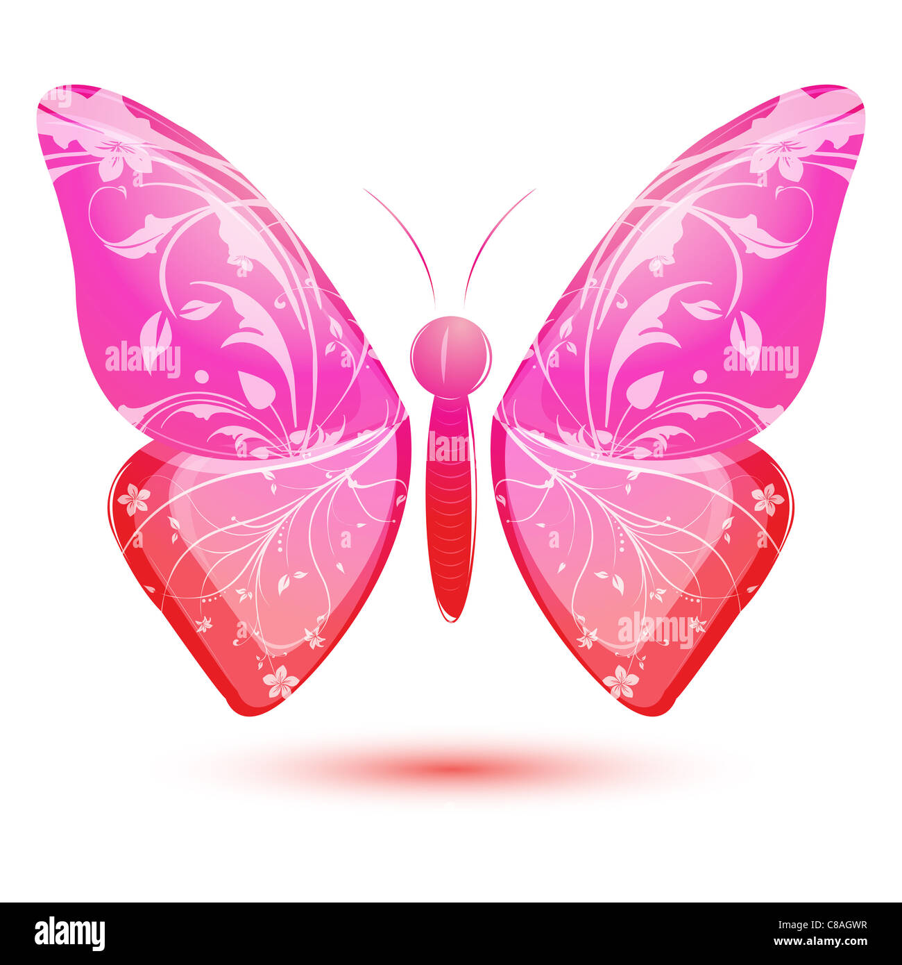 illustration of floral butterfly on white background Stock Photo - Alamy