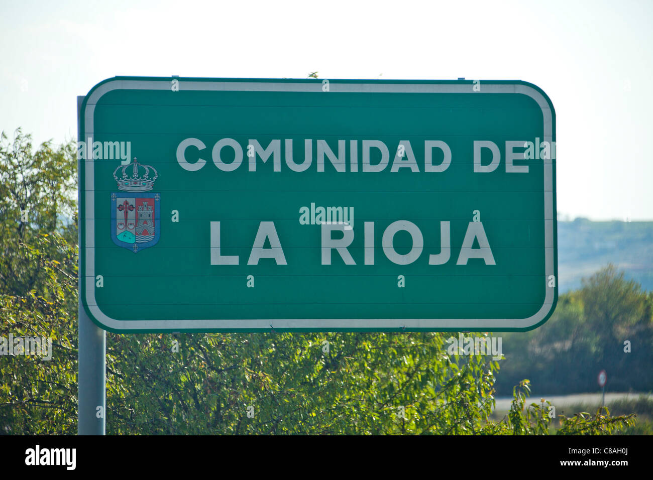 Road sign Comunidad de La Rioja Spain Signpost  Northen Spain, Rioja province on LR-211 110805 Spain Stock Photo