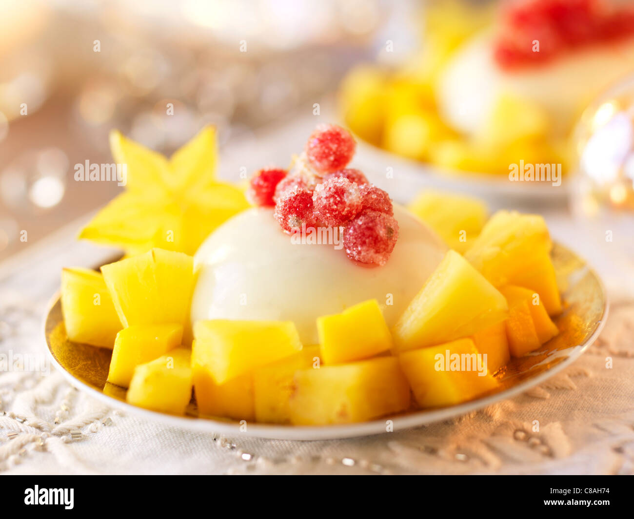 Coconut cream dessert with pineapple Stock Photo Alamy