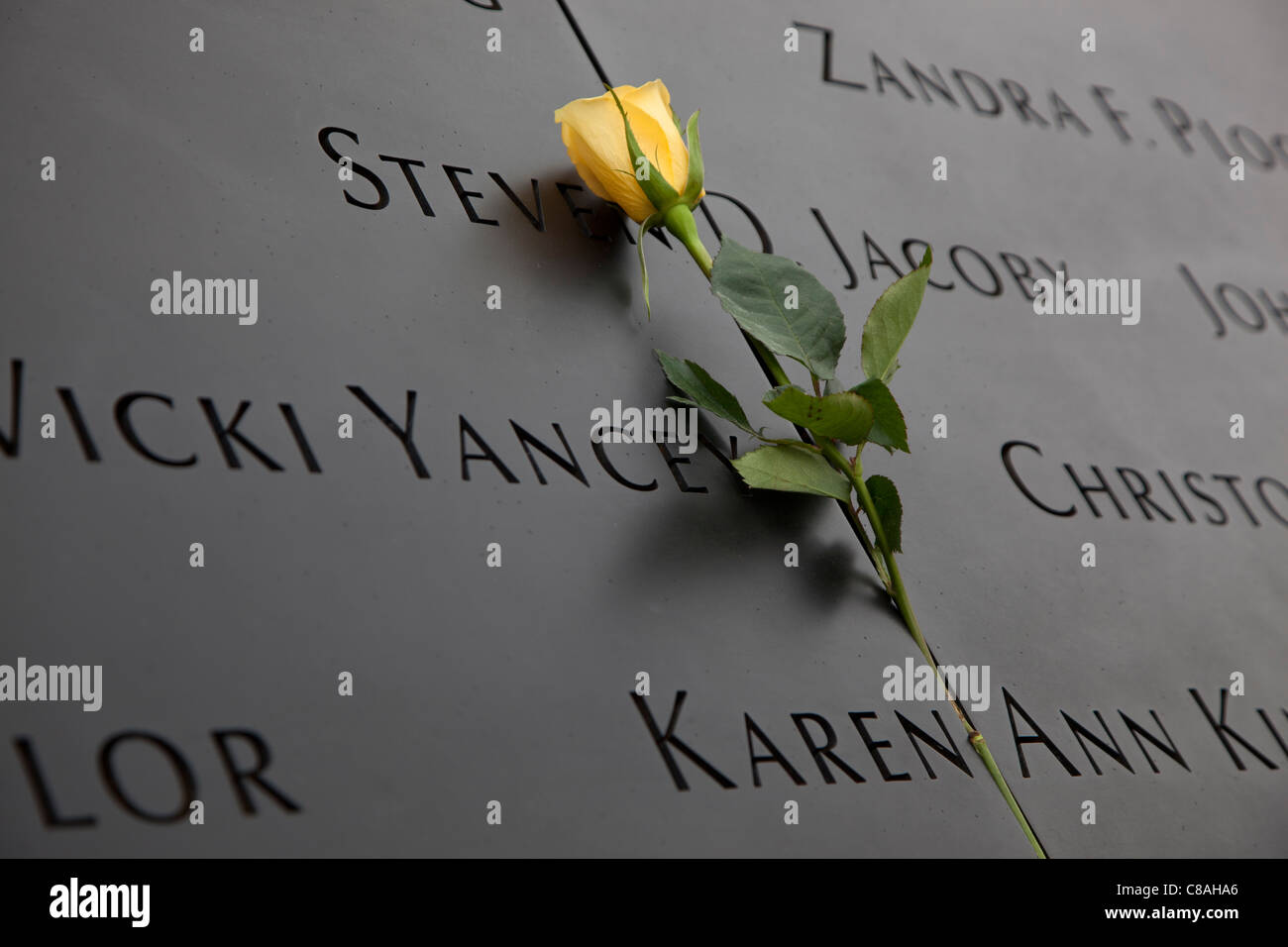 The names of every person who died in the terrorist attacks of February 26, 1993 and September 11, 2001 Stock Photo