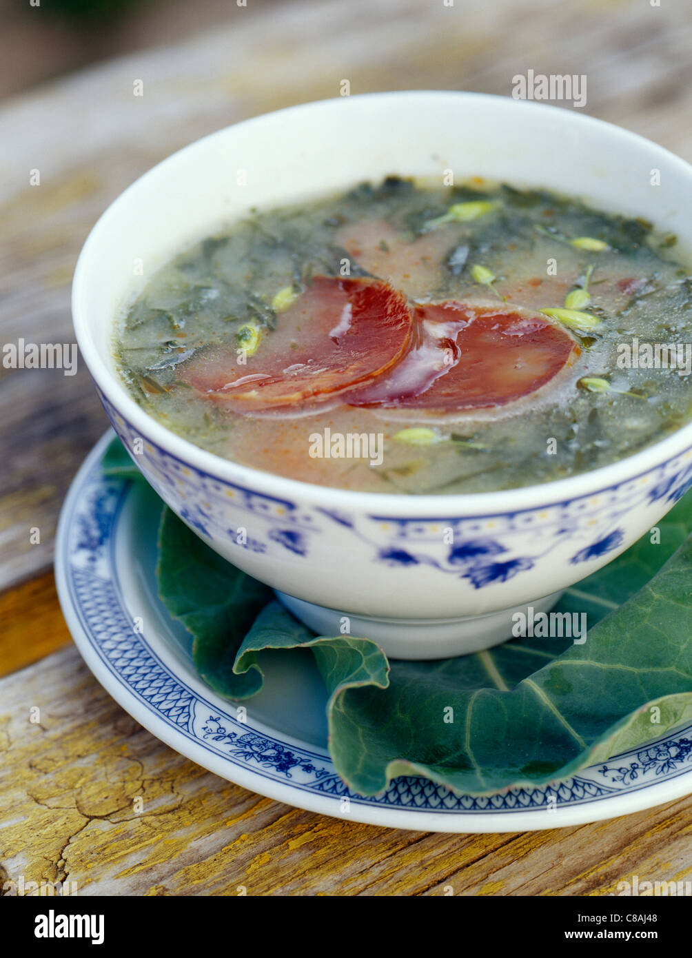 Cabbage and Chorizo sausage soup Stock Photo Alamy