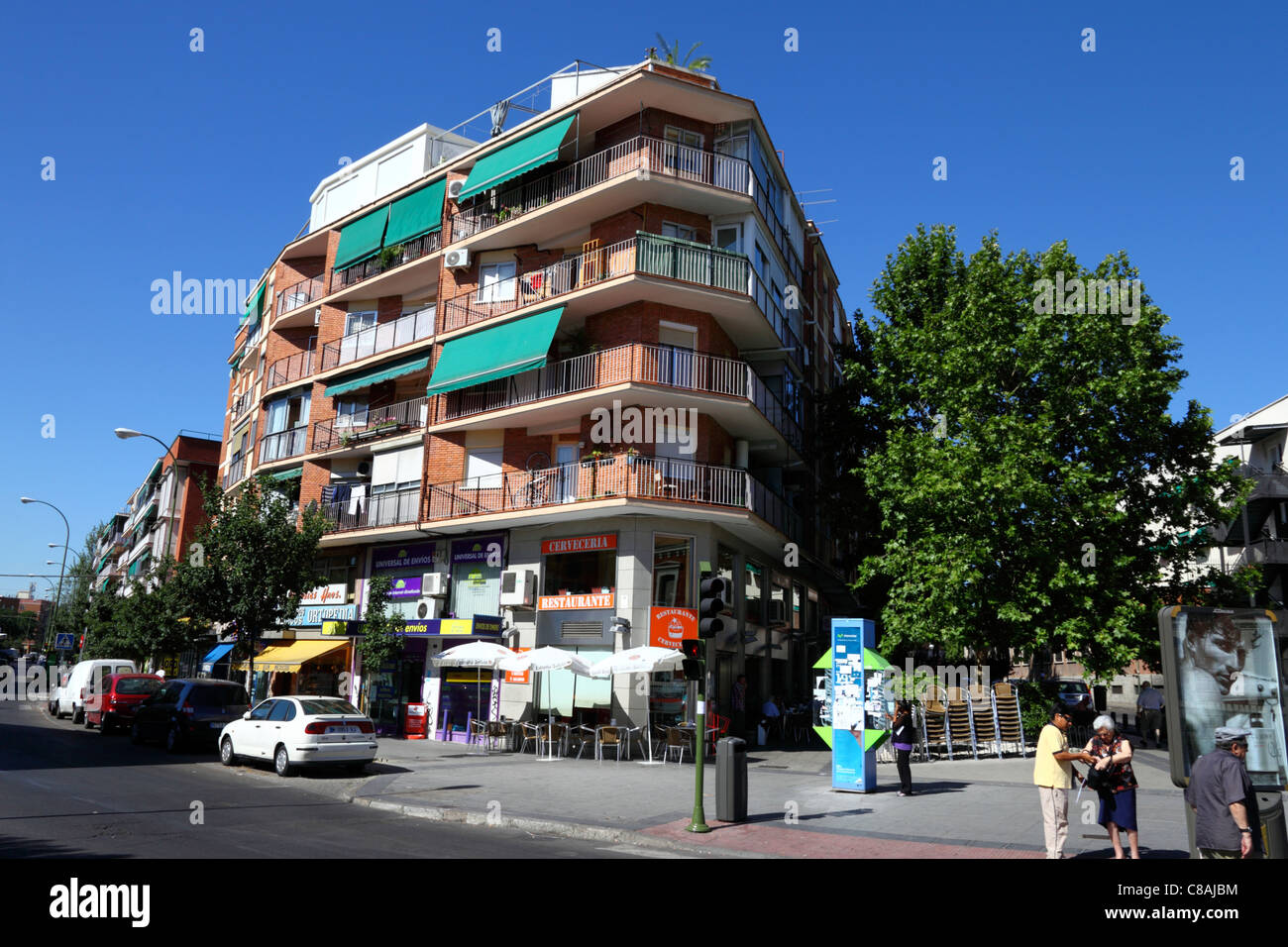 Block of flats in typical suburb , Carabanchel district, Madrid , Spain Stock Photo