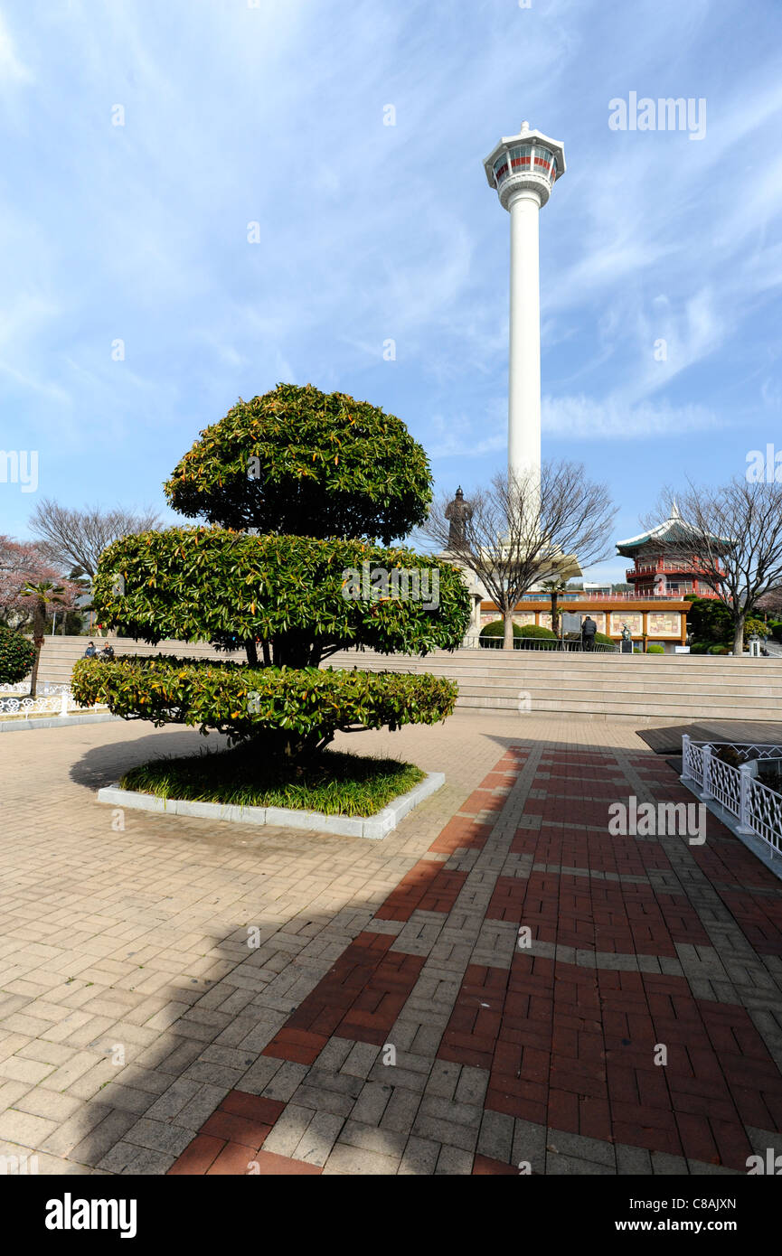 Busan Tower at Yongdusan Park, South Korea. Stock Photo