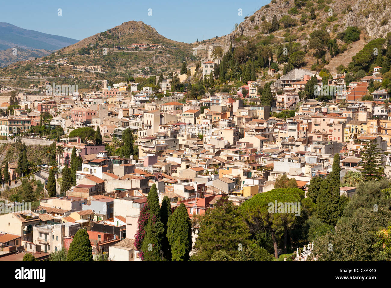 View of the town of Taormina, Sicily, Italy Stock Photo