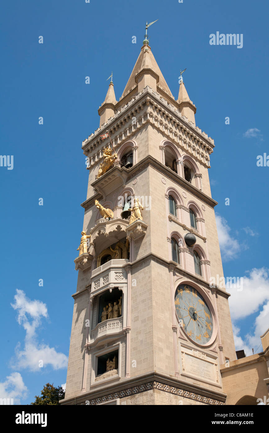 Clock tower, Messina Cathedral, Piazza Del Duomo, Messina, Sicily