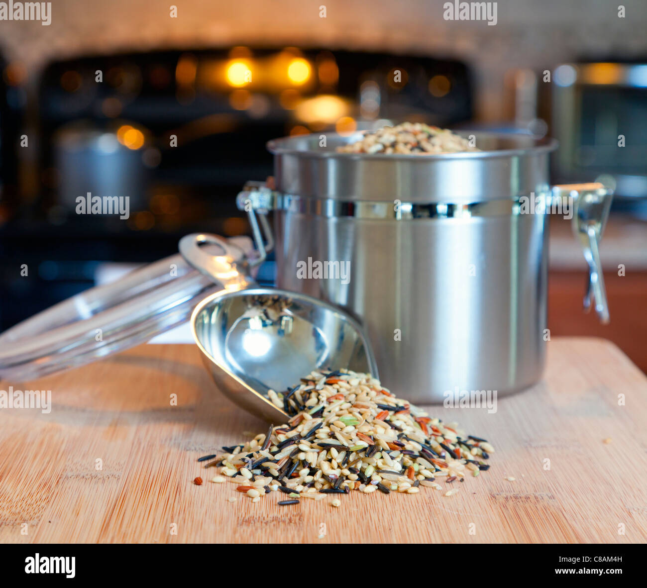 Jar with wild rice in the kitchen Stock Photo - Alamy