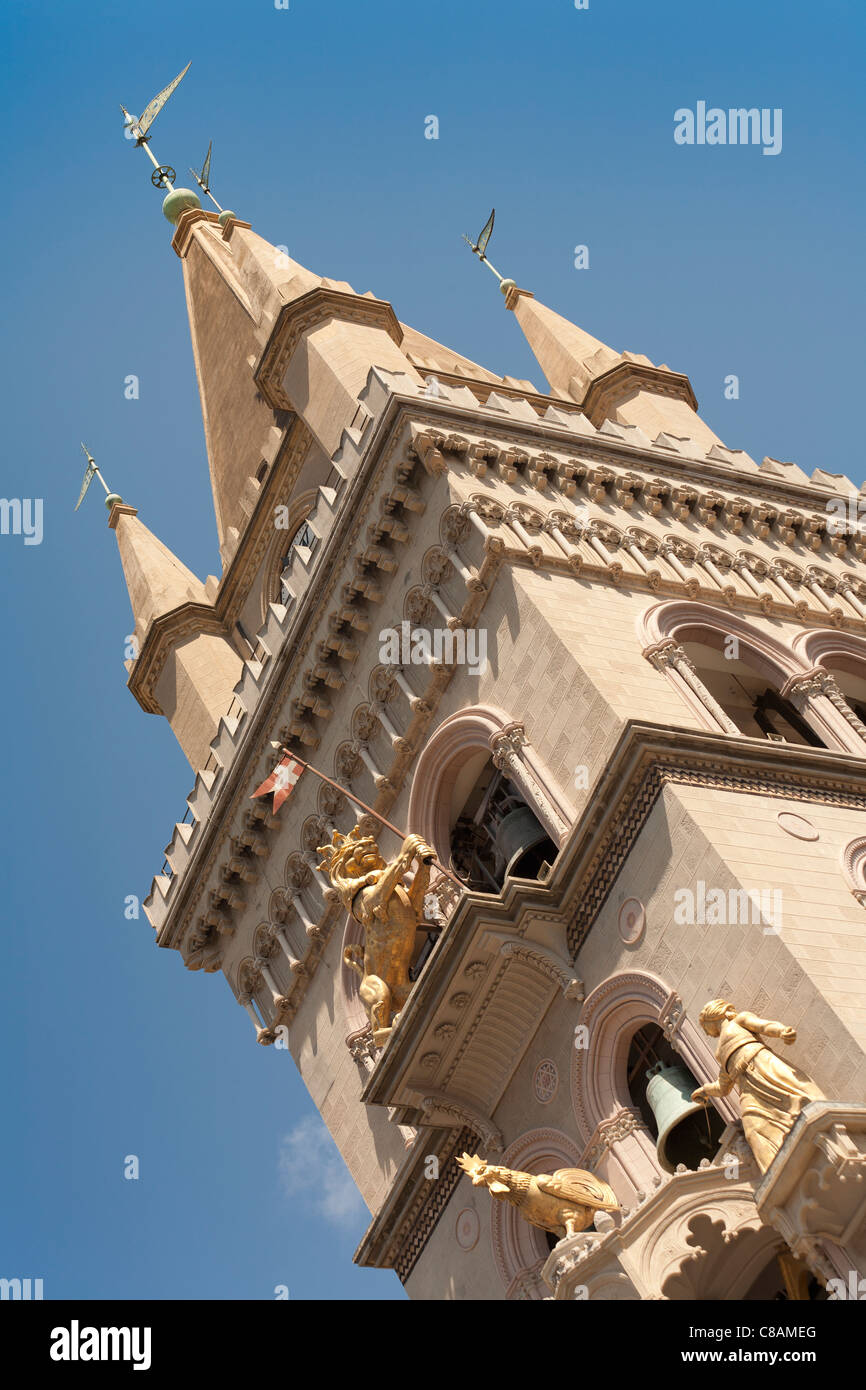 Clock tower, Messina Cathedral, Piazza Del Duomo, Messina, Sicily